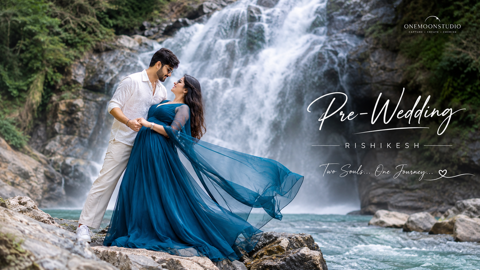 Waterfall Pre Wedding Photography in Rishikesh | OneMoonStudio