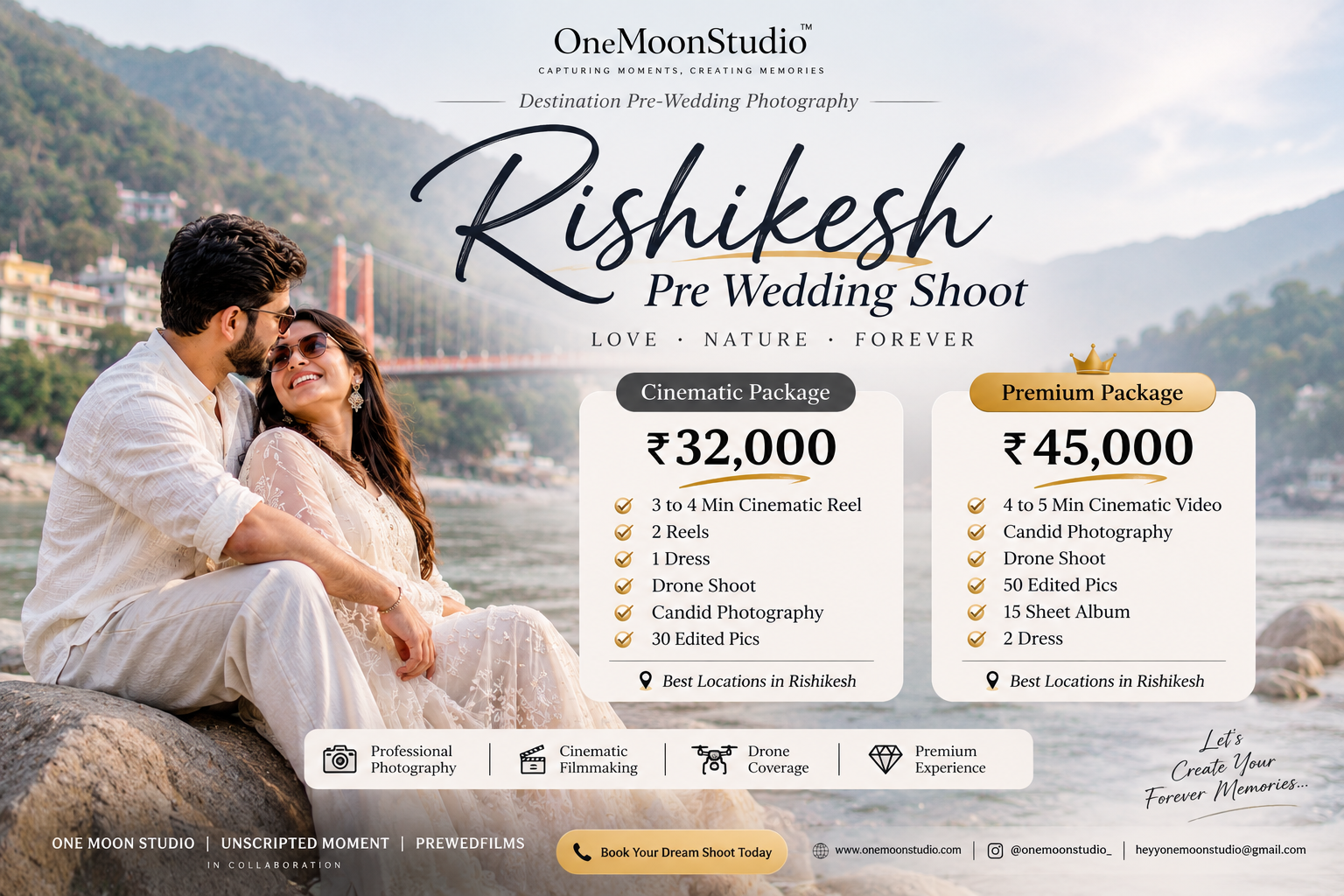Rishikesh Pre Wedding Shoot Cost & Packages 2026 | OneMoonStudio